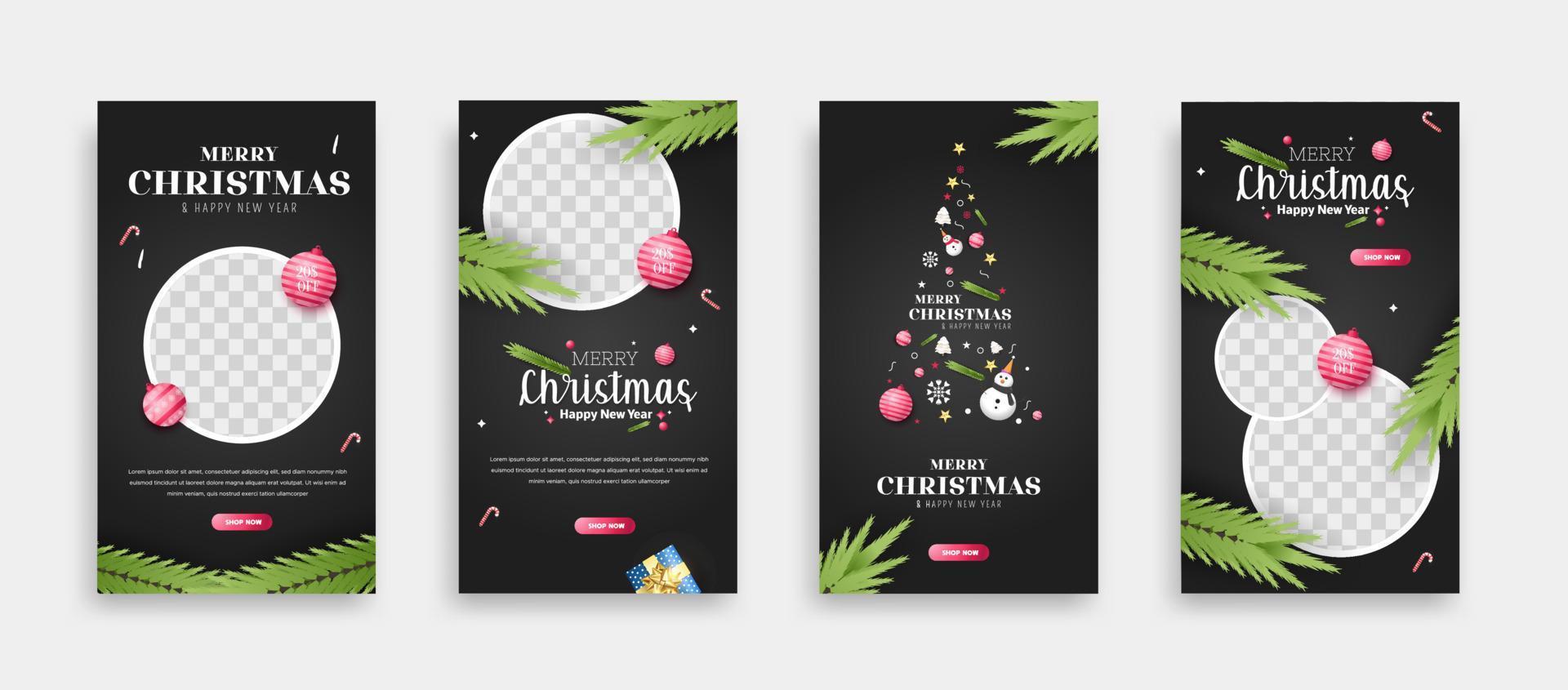 conjunto de banner web de plantilla de publicación de redes sociales de navidad para promociones de su producto. vector