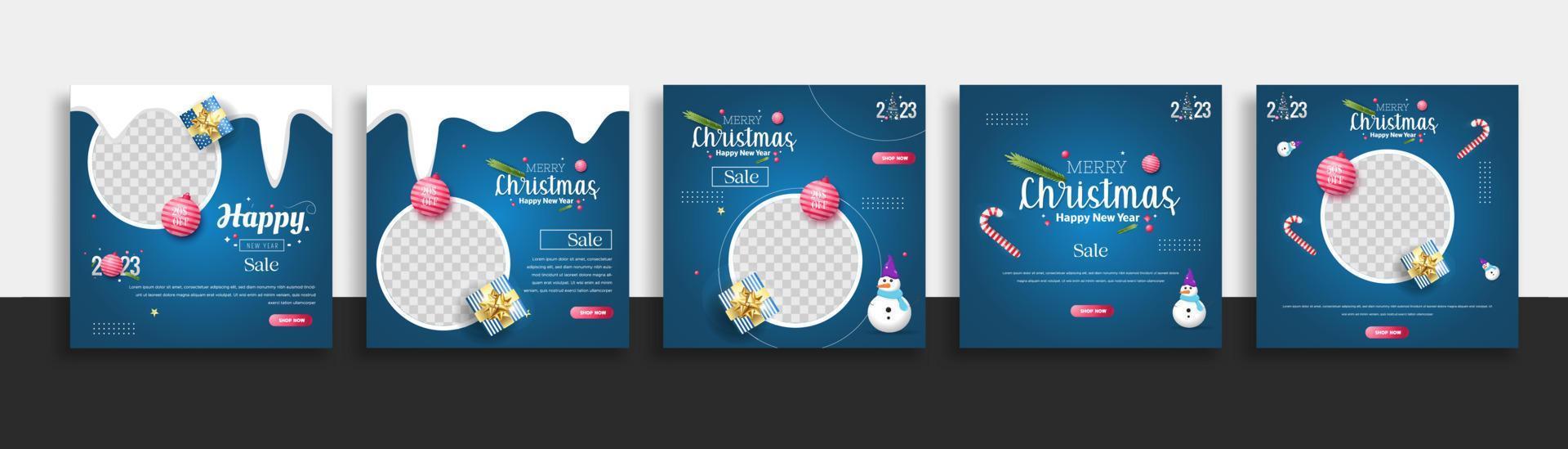 conjunto de banner web de plantilla de publicación de redes sociales de navidad para promociones de su producto. vector