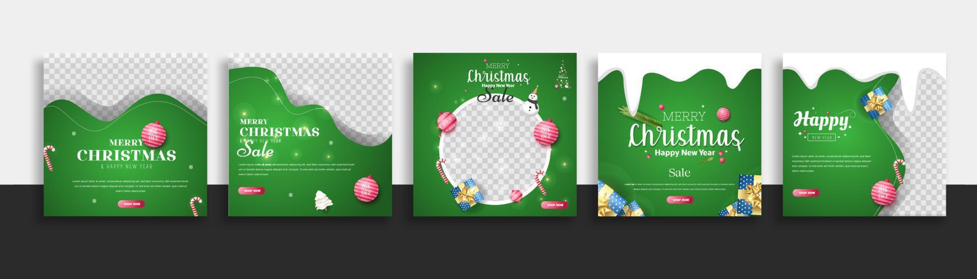 conjunto de banner web de plantilla de publicación de redes sociales de navidad para promociones de su producto. vector