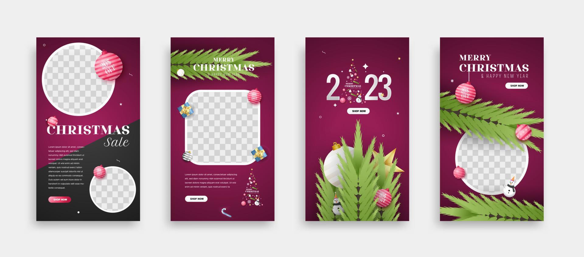 conjunto de banner web de plantilla de publicación de redes sociales de navidad para promociones de su producto. vector