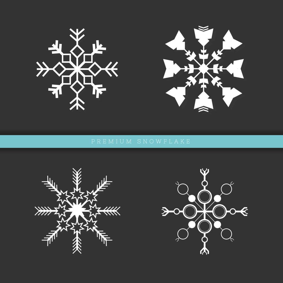 conjunto de colección de silueta de copos de nieve vector