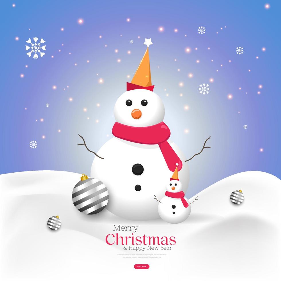 marry Christmas background with snowman template. happy new year 2023 vector