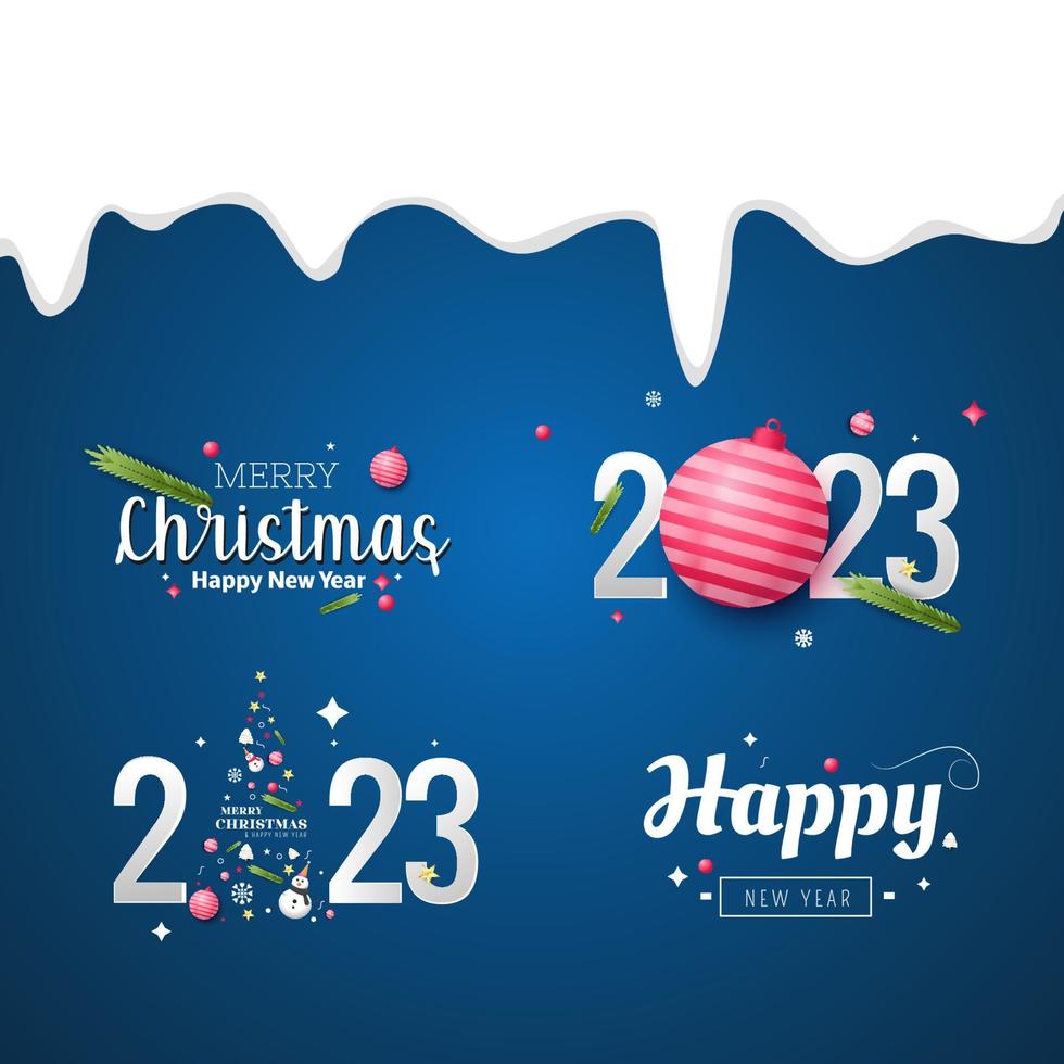 decoration set of christmas gift template. merry christmas and happy new year ournament vector