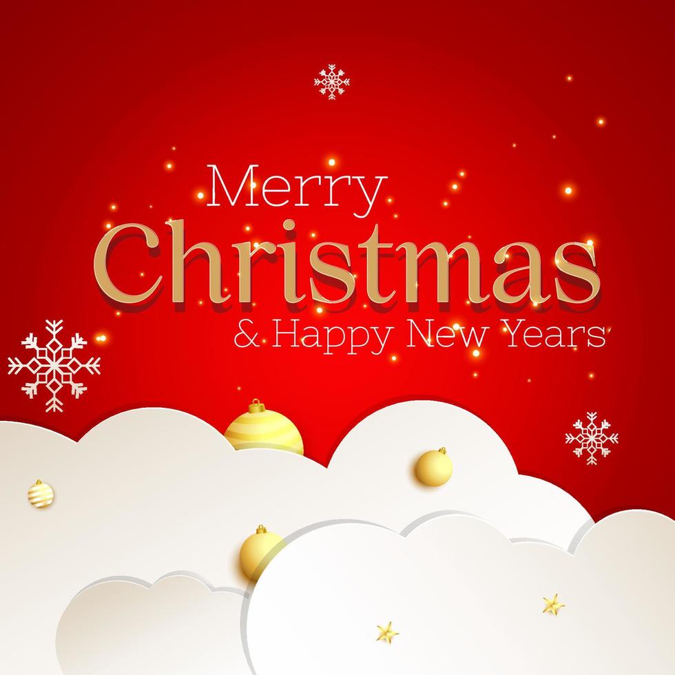 merry christmas and happy new year background with decorative vector