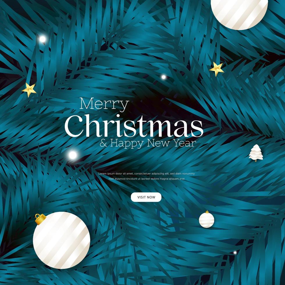 merry christmas and happy new year background with decorative vector