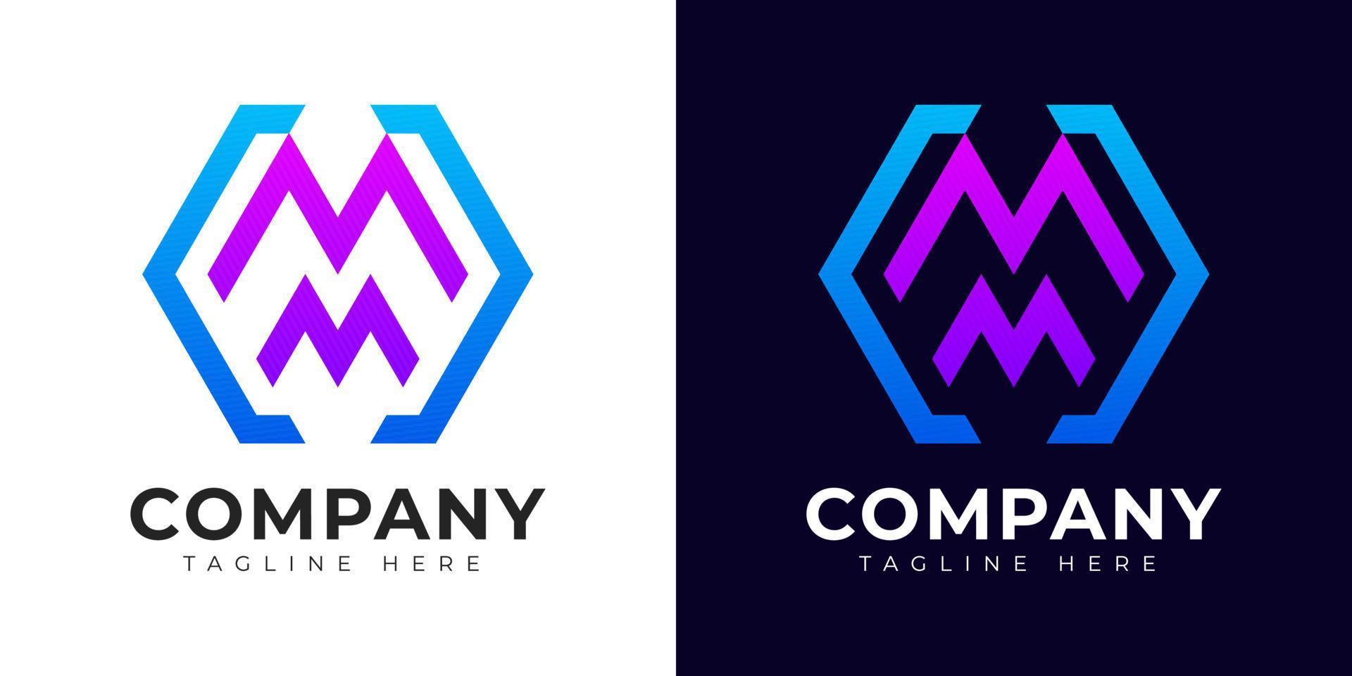 Modern gradient style initial letter m logo design template vector