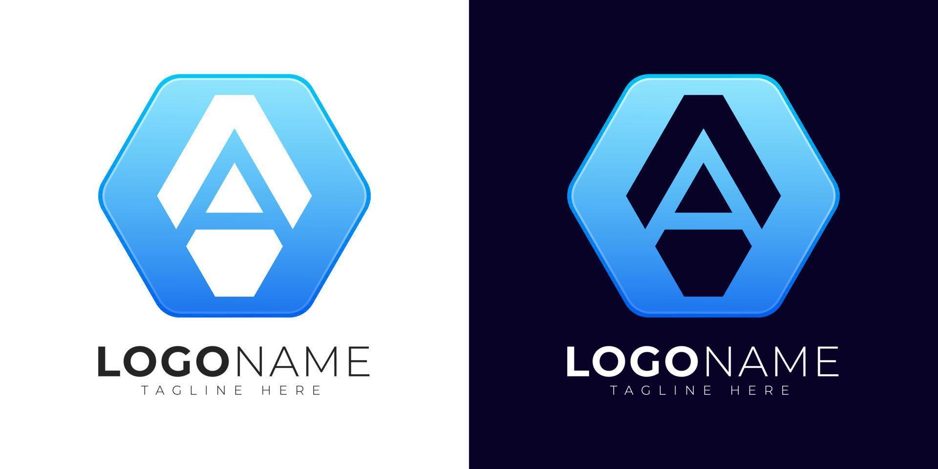 letra inicial una plantilla de diseño de vector de logotipo. letra moderna un icono de logotipo con forma de geometría colorida.