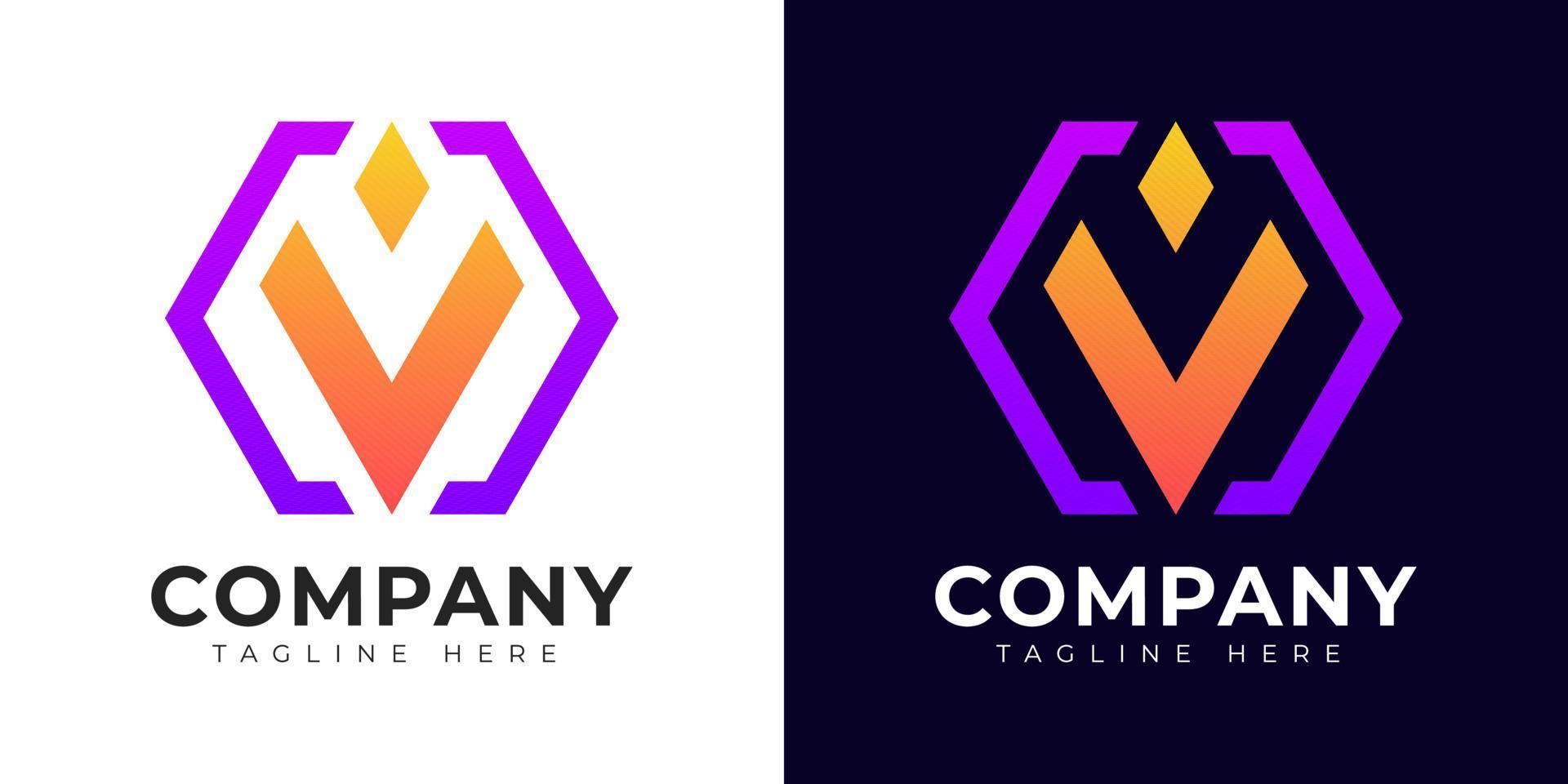 Modern gradient style initial letter v logo design template vector