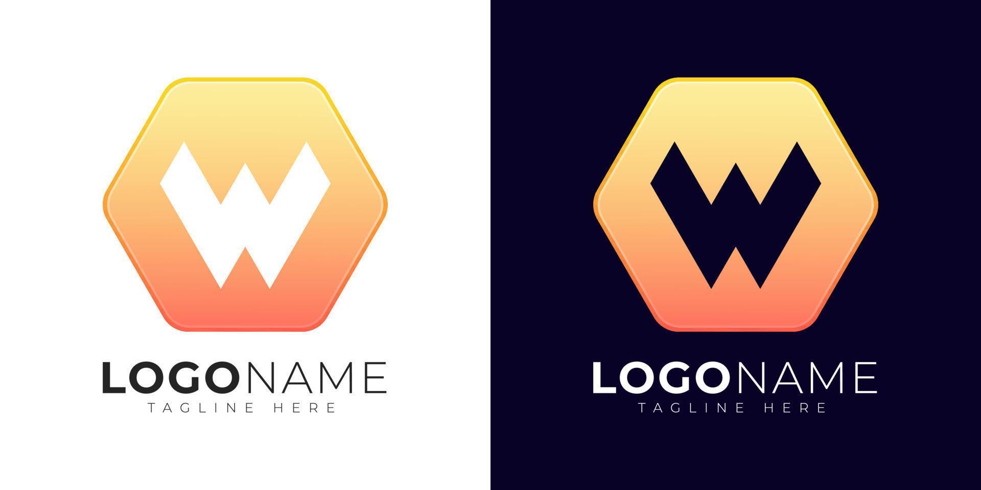 plantilla de diseño de vector de logotipo de letra w. icono moderno del logotipo de la letra w con forma de geometría colorida.