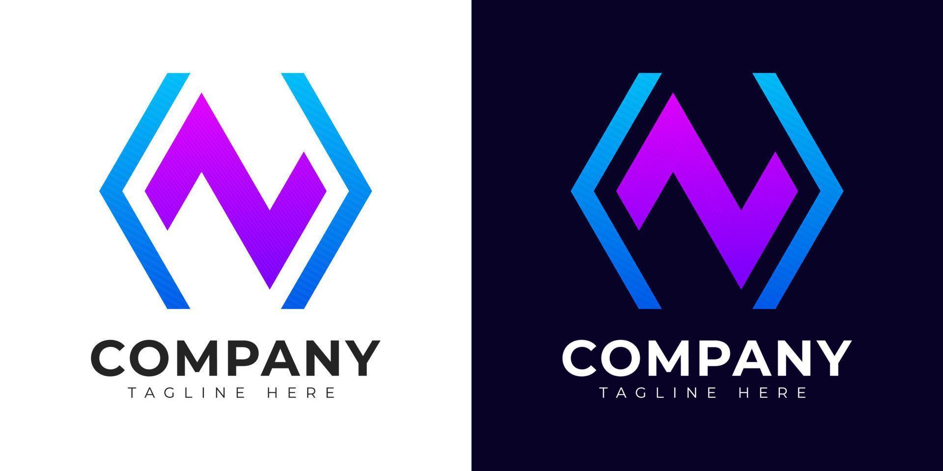 Modern gradient style initial letter n logo design template vector
