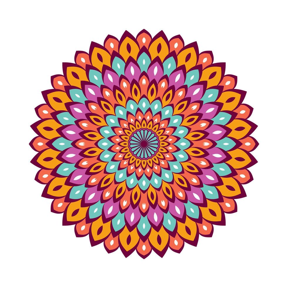 mandala colorido con adorno floral vector