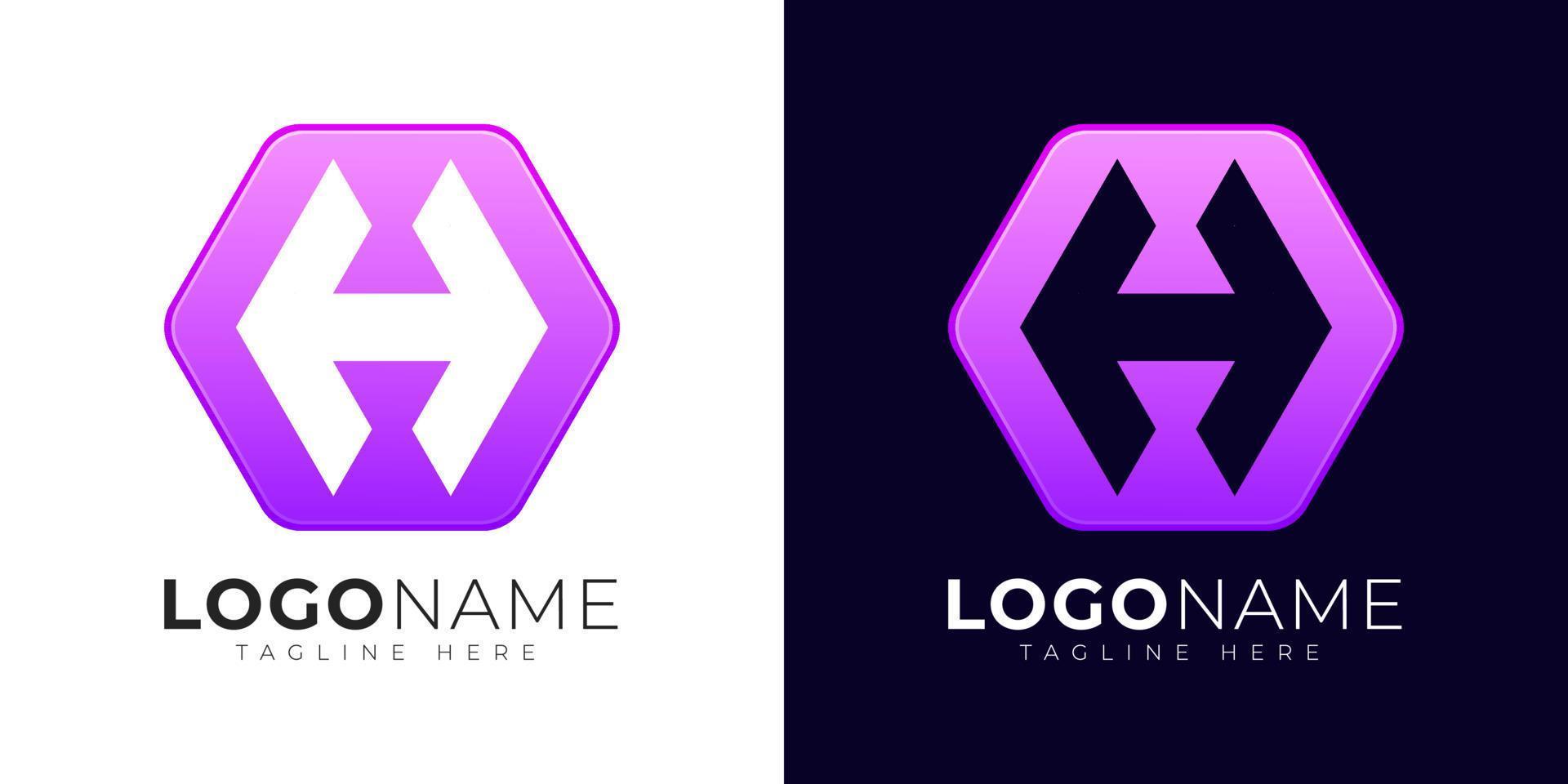 plantilla de diseño de vector de logotipo de letra h. icono moderno del logotipo de la letra h con forma de geometría colorida.
