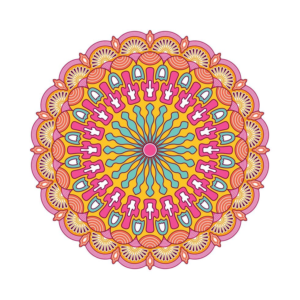 Colorful mandala with floral ornament vector
