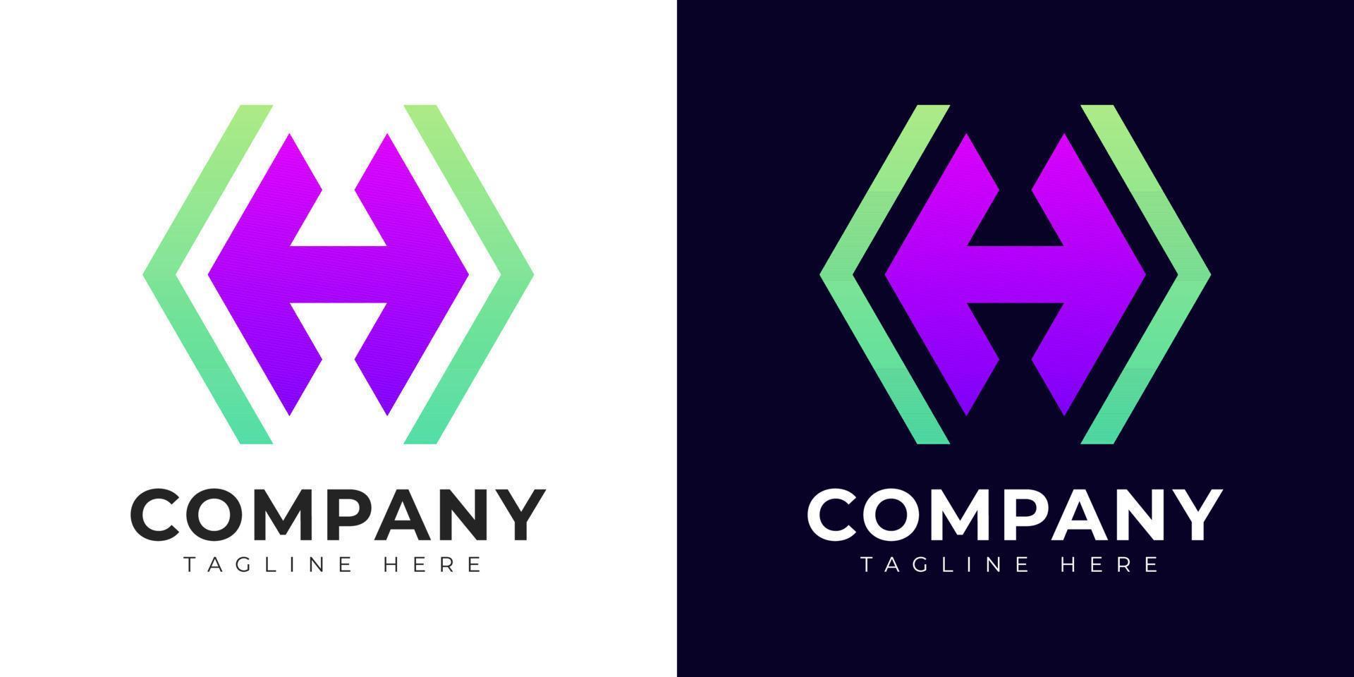 Modern gradient style initial letter h logo design template vector