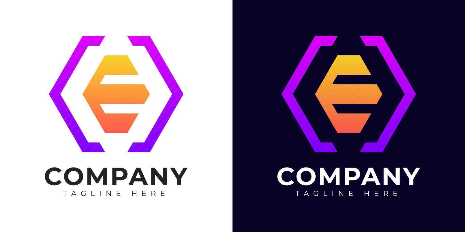 Modern gradient style initial letter e logo design template vector