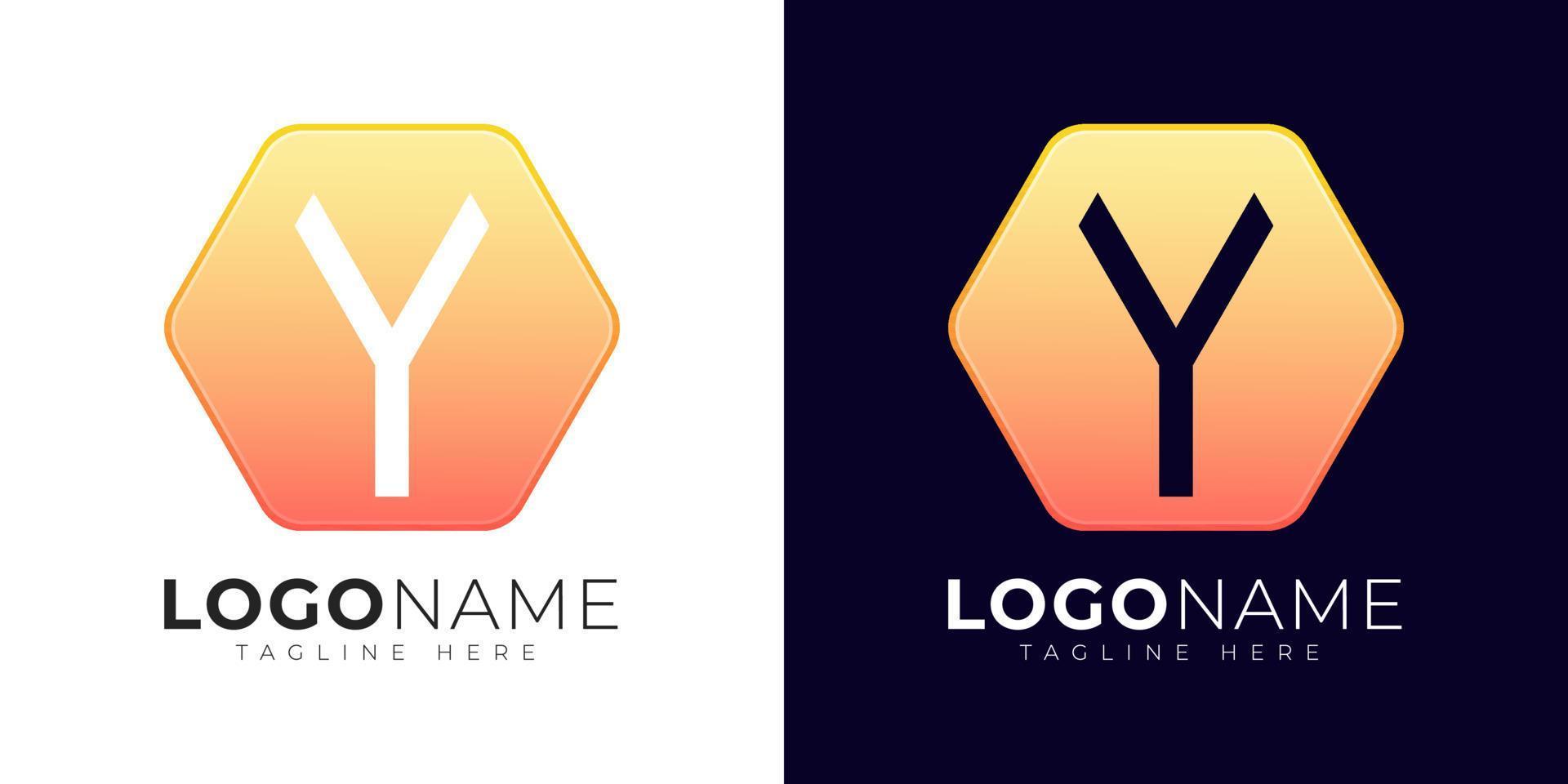 plantilla de diseño de vector de logotipo de letra y. icono moderno del logotipo de la letra y con forma de geometría colorida.
