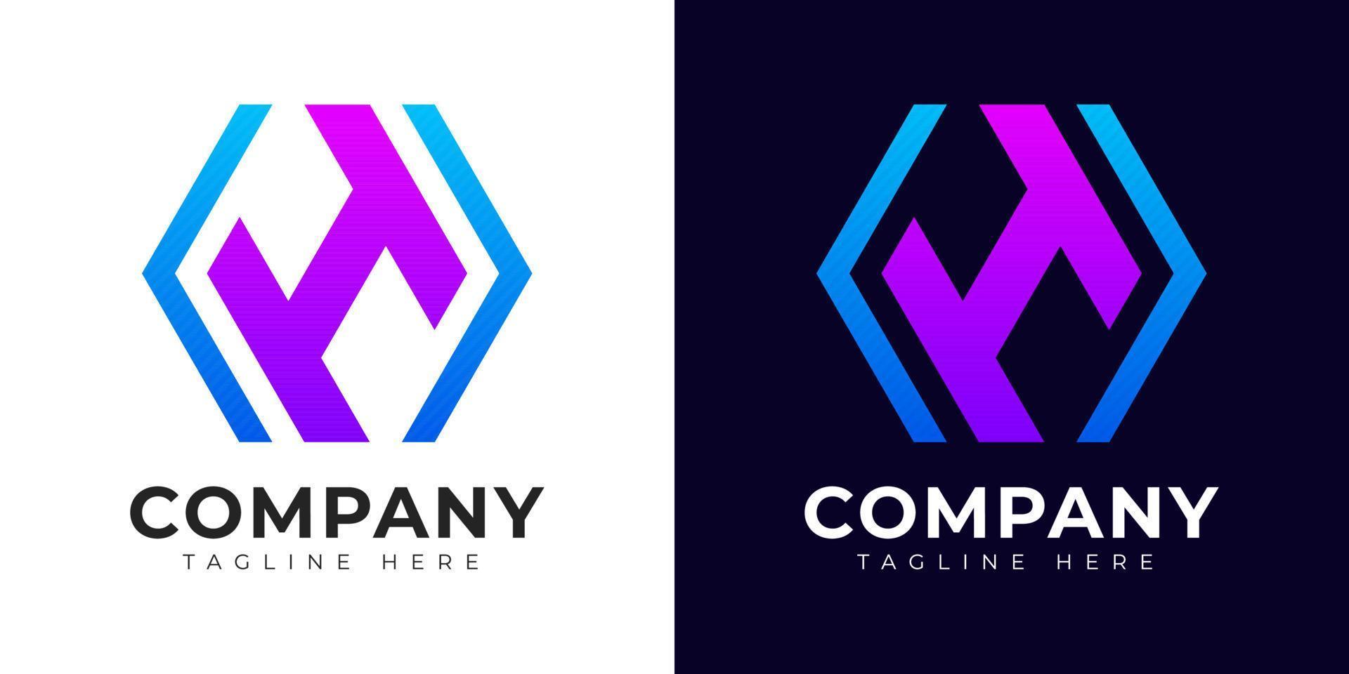 Modern gradient style initial letter h logo design template vector