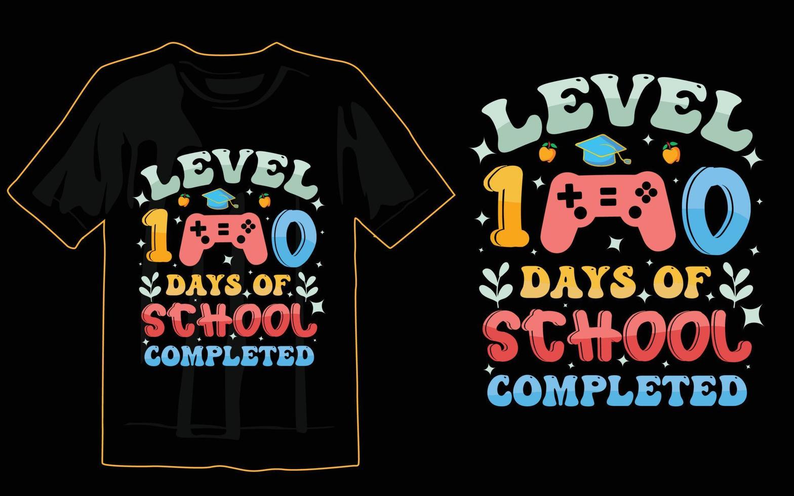 100 days of school t-shirt design print vector