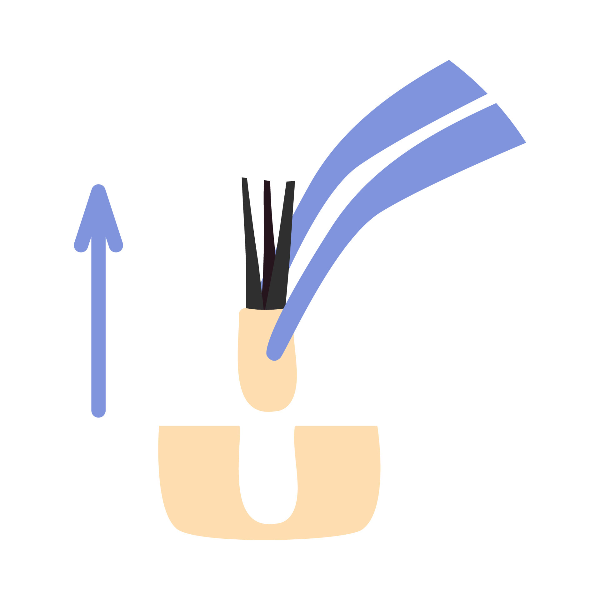 Hair transplant treatment forceps symbol. Surgical tweezers pulling out