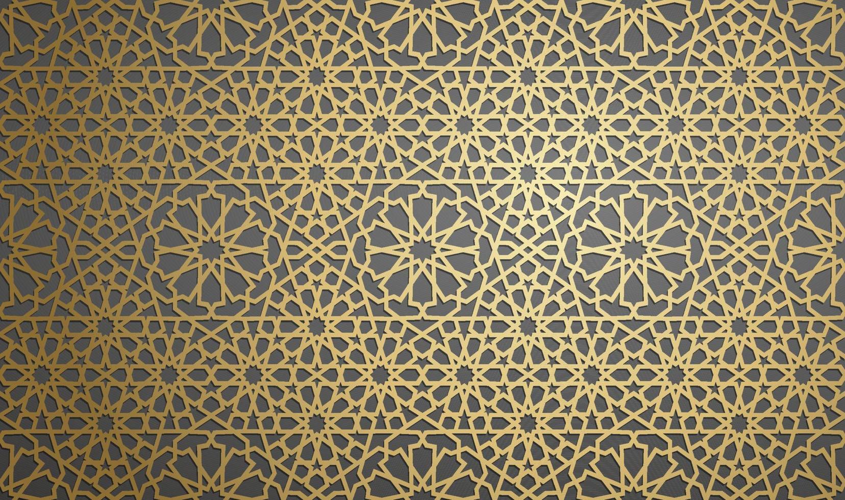 Islamic ornament vector , persian motiff . 3d ramadan islamic round pattern elements . Geometric circular ornamental arabic symbol vector . Gold background