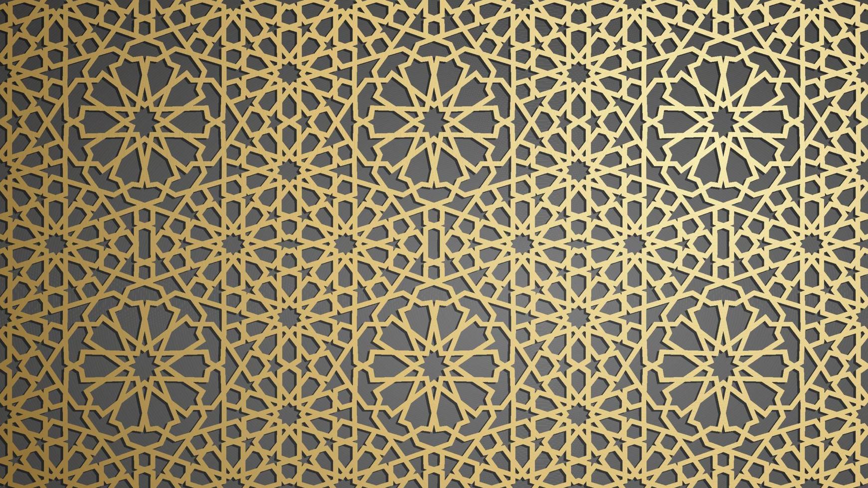 Islamic ornament vector , persian motiff . 3d ramadan islamic round pattern elements . Geometric circular ornamental arabic symbol vector . Gold background