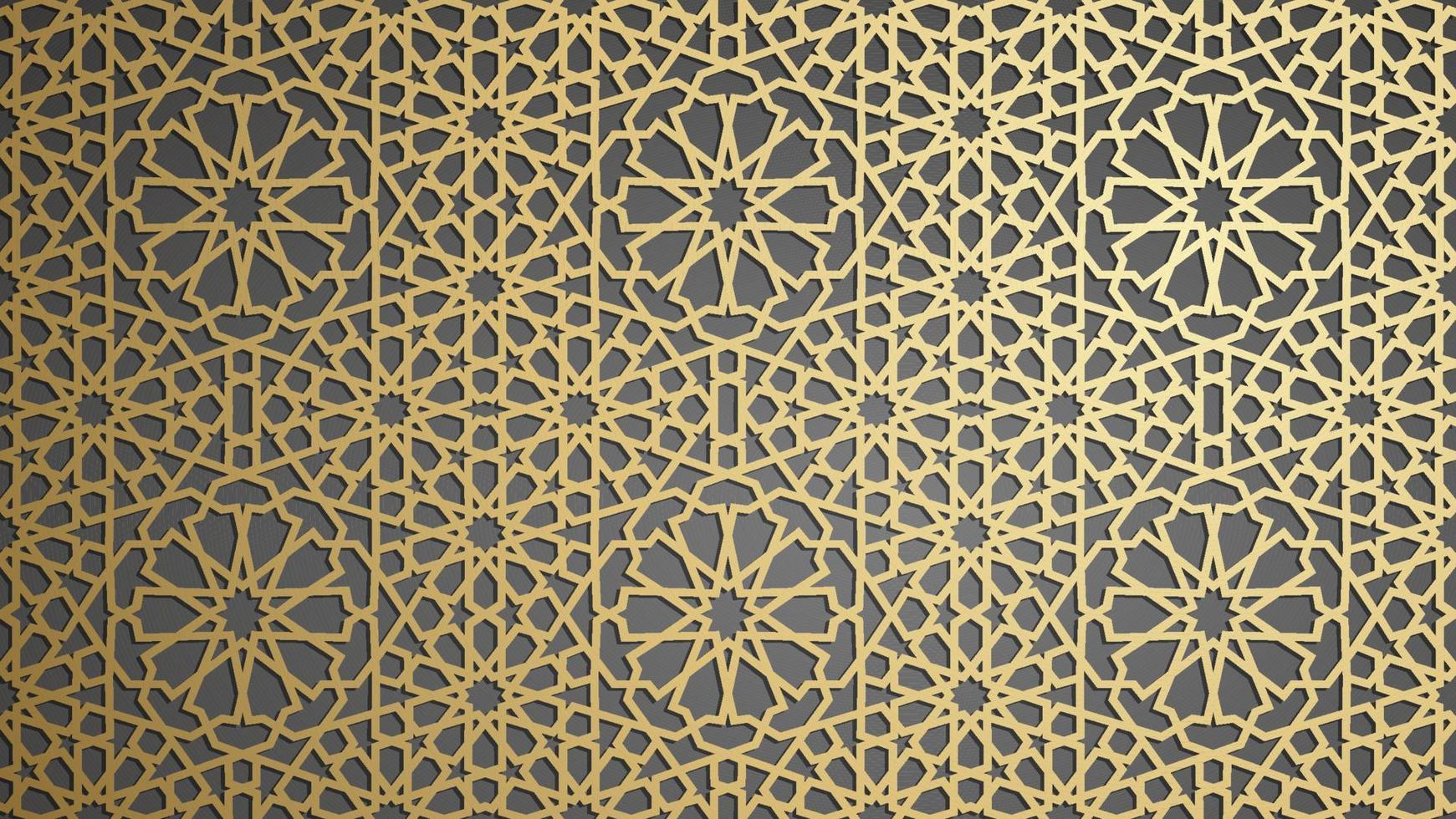 Islamic ornament vector , persian motiff . 3d ramadan islamic round pattern elements . Geometric circular ornamental arabic symbol vector . Gold background