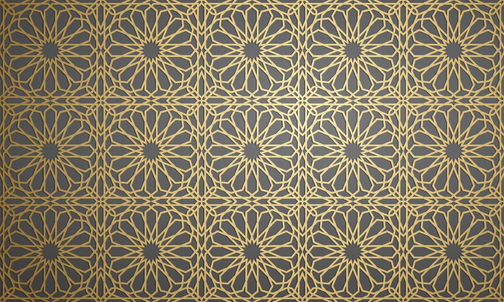 Islamic ornament vector , persian motiff . 3d ramadan islamic round pattern elements . Geometric circular ornamental arabic symbol vector . Gold background