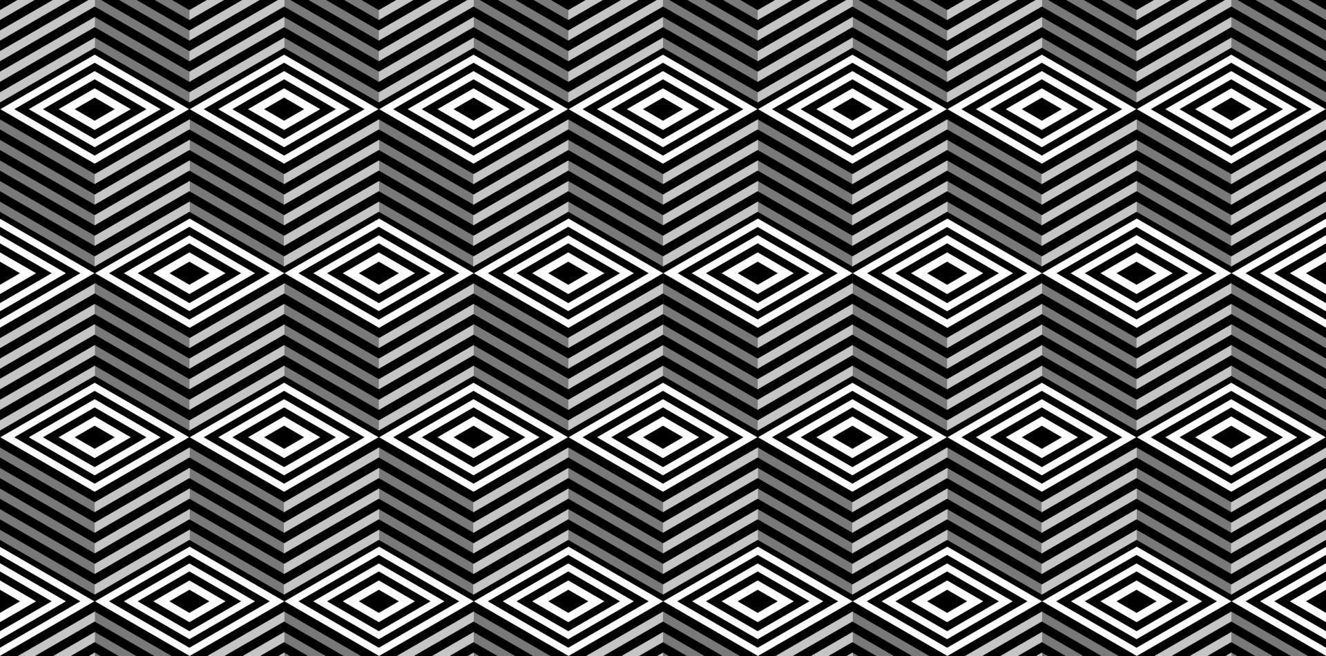Striped cubes seamless pattern vector. Op art vector illustration.