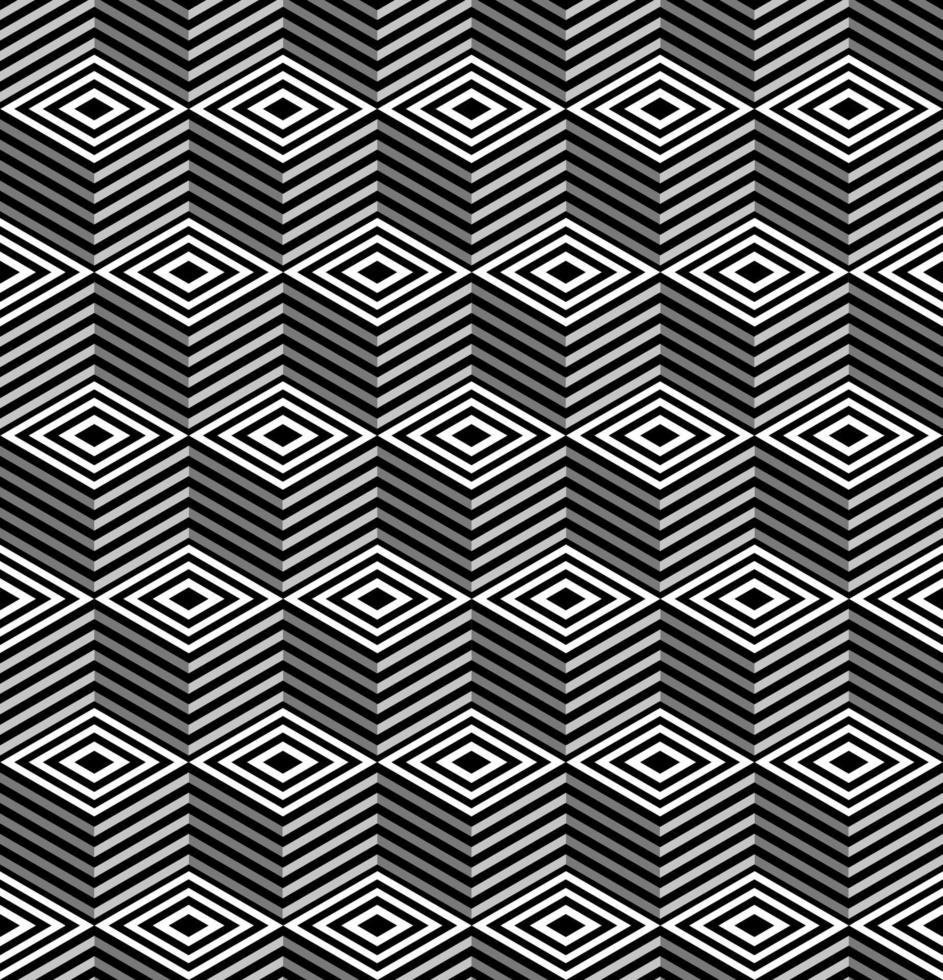 Striped cubes seamless pattern vector. Op art vector illustration.
