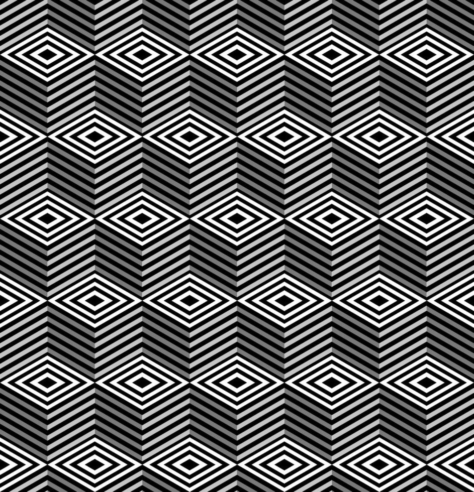 Striped cubes seamless pattern vector. Op art vector illustration.