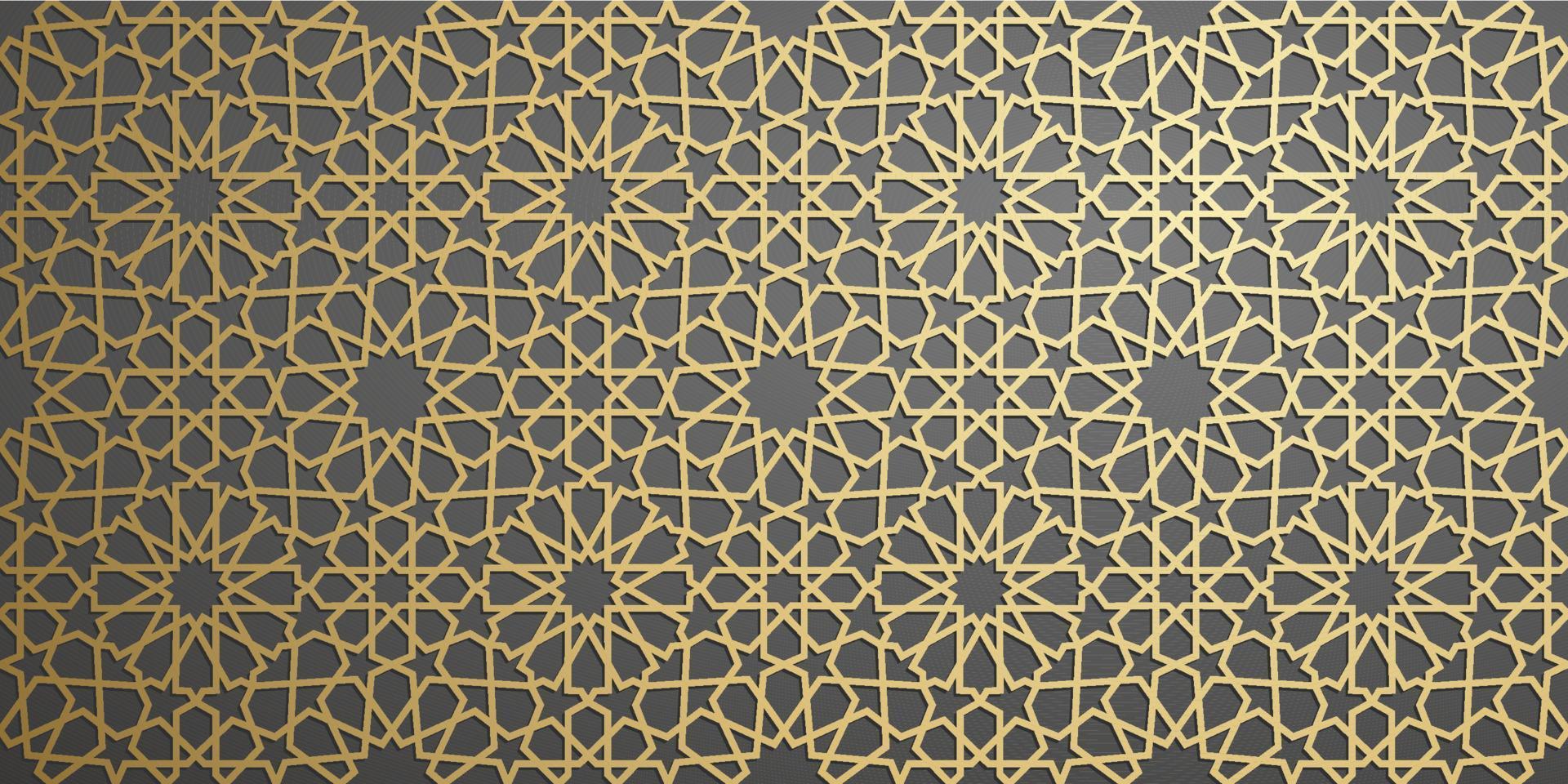 Islamic ornament vector , persian motiff . 3d ramadan islamic round pattern elements . Geometric circular ornamental arabic symbol vector . Gold background