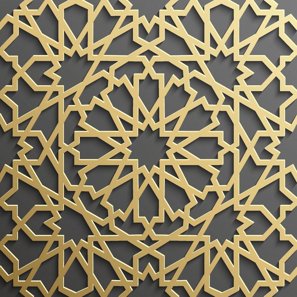 Seamless islamic pattern 3d . Traditional Arabic design element. vector