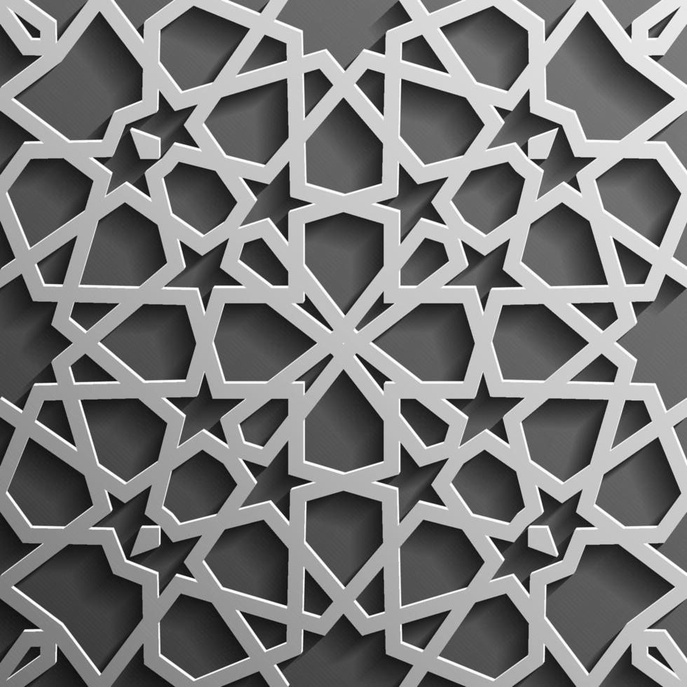 Seamless islamic pattern 3d . Traditional Arabic design element. vector