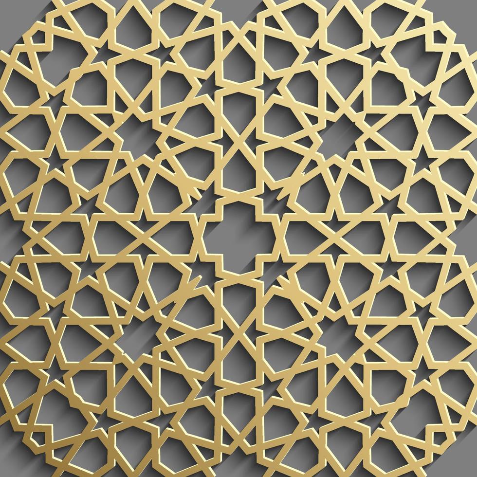 Seamless islamic pattern 3d . Traditional Arabic design element. vector