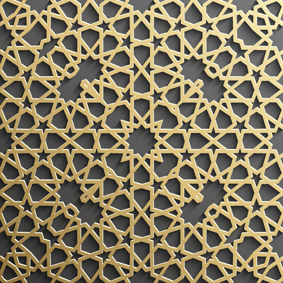 Seamless islamic pattern 3d . Traditional Arabic design element. vector