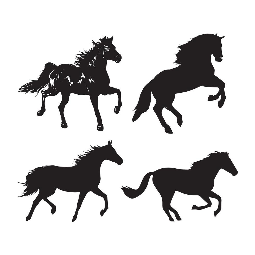 conjunto de caballos de silueta negra vector