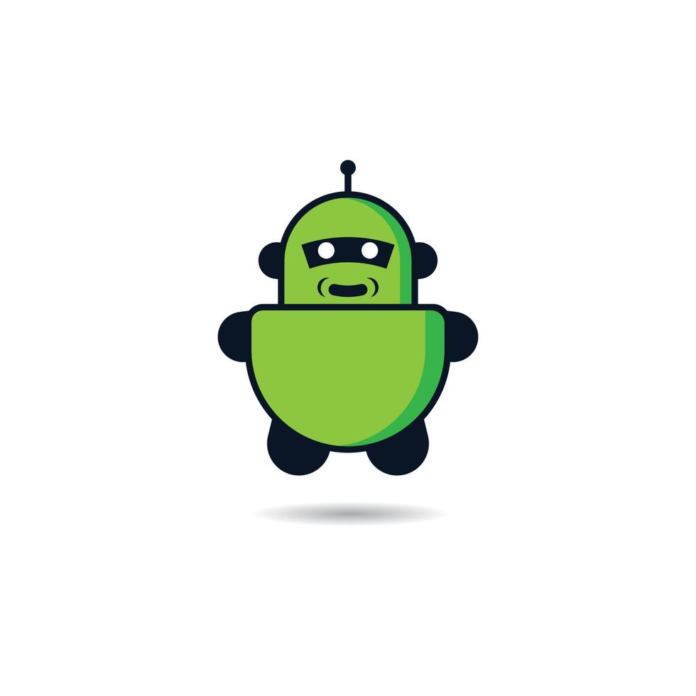 Ilustración de icono de vector de logotipo verde robot