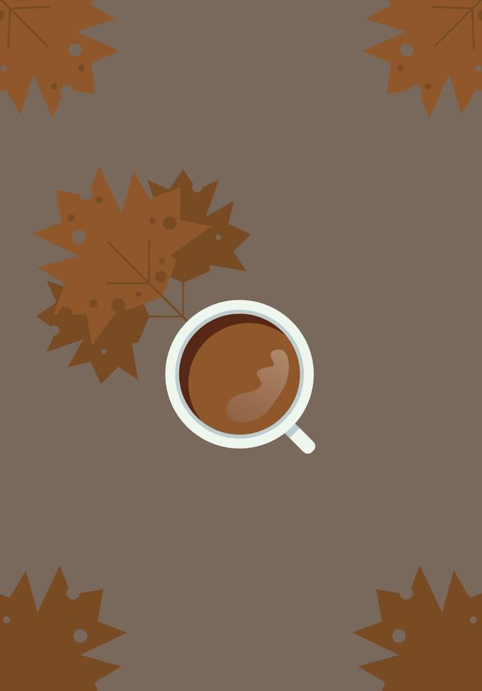 Cup of coffee with autumn background vector