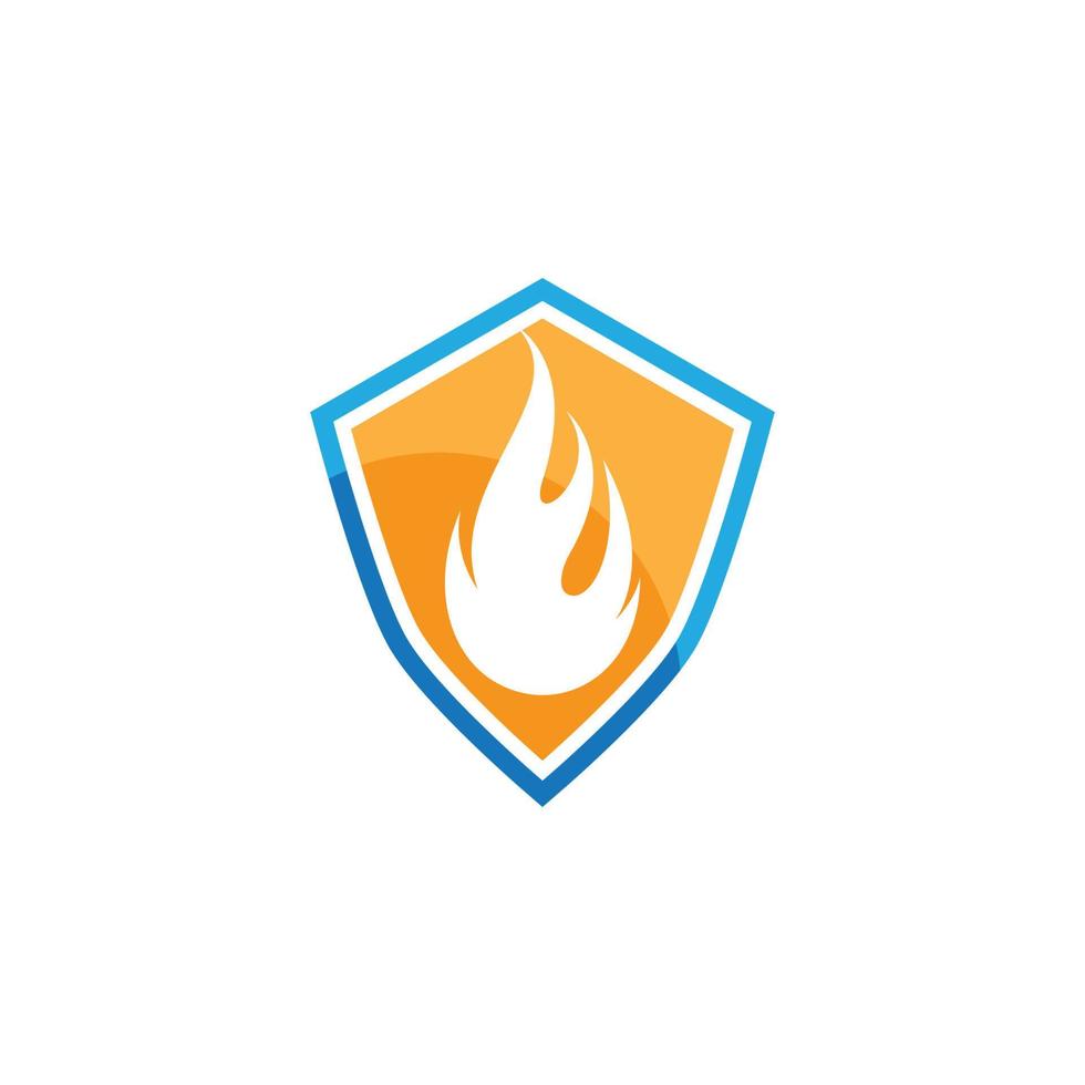 Shield with fire vector icon illustration