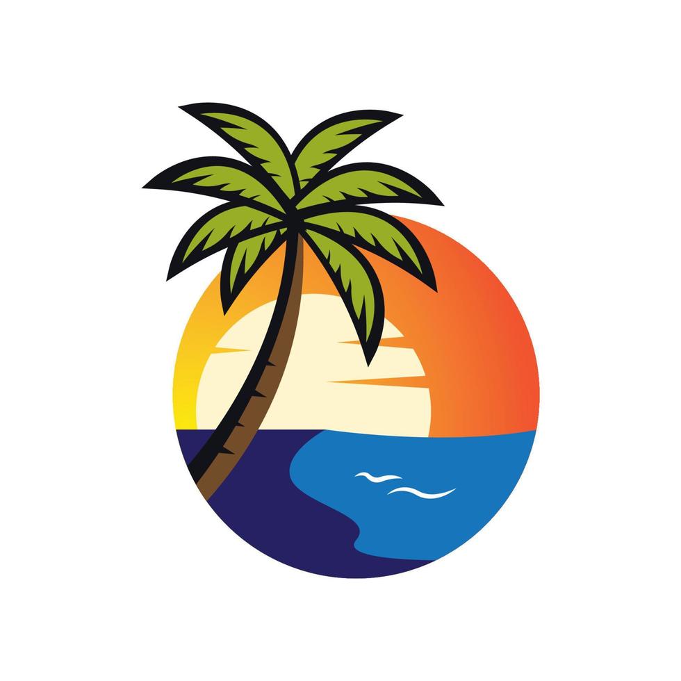 Sunset beach logo images vector