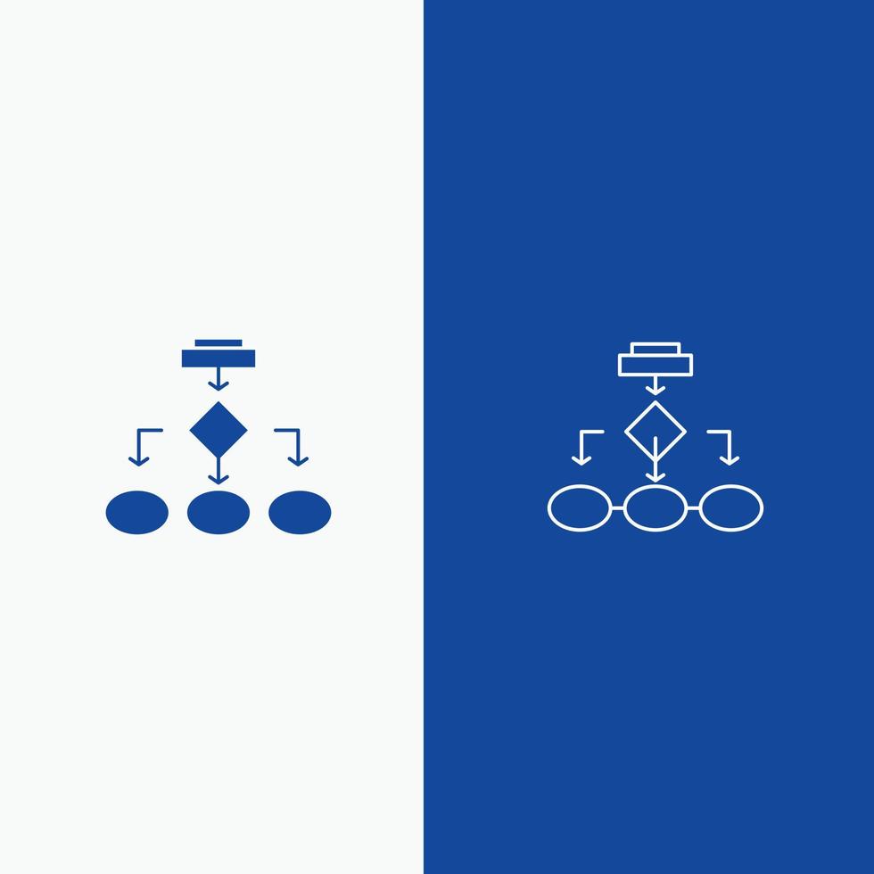 Flowchart Algorithm Business Data Architecture Scheme Structure Workflow Line and Glyph Solid icon Blue banner Line and Glyph Solid icon Blue banner vector