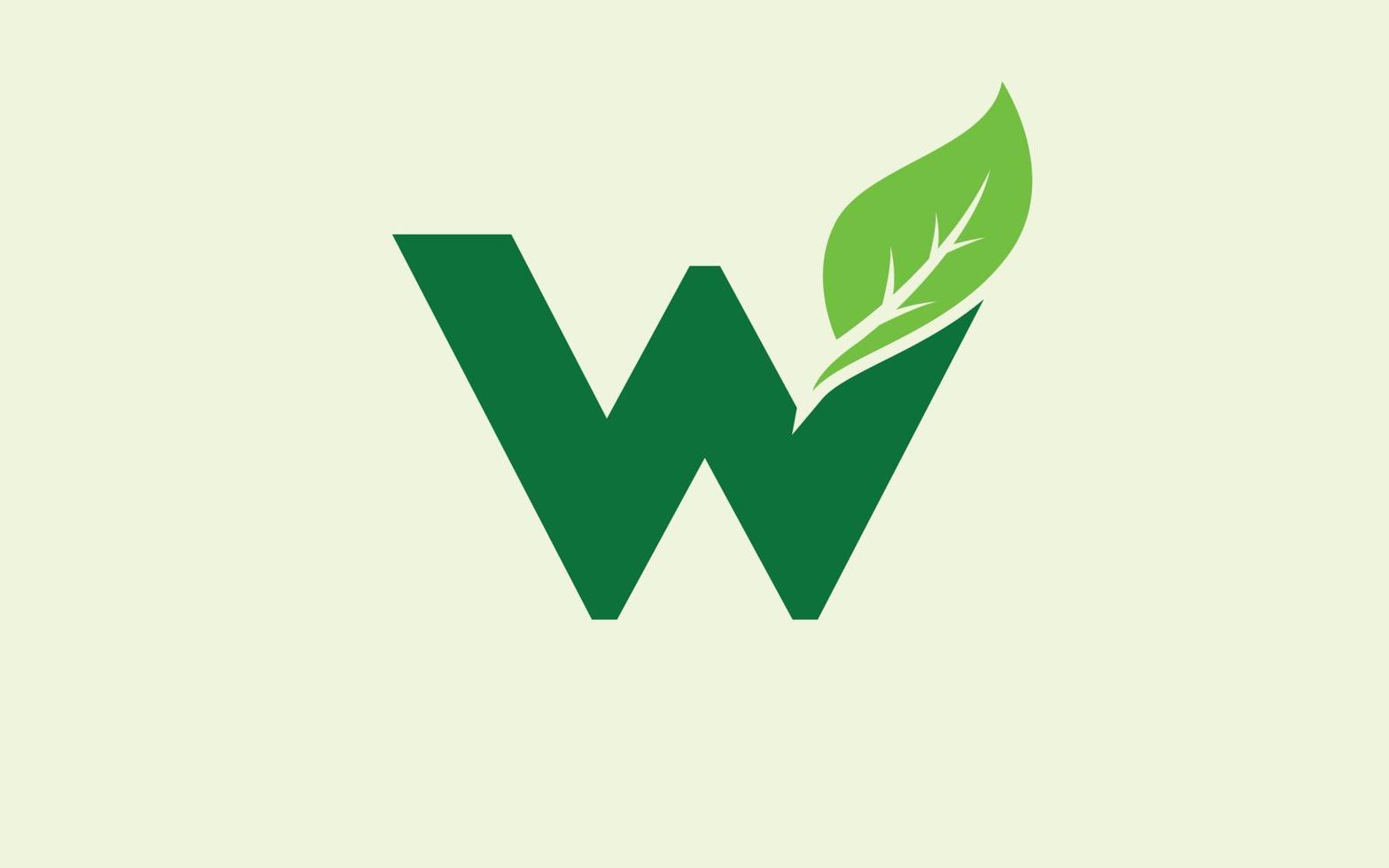 w hoja de logotipo para identidad. ilustración de vector de plantilla de naturaleza para su marca.