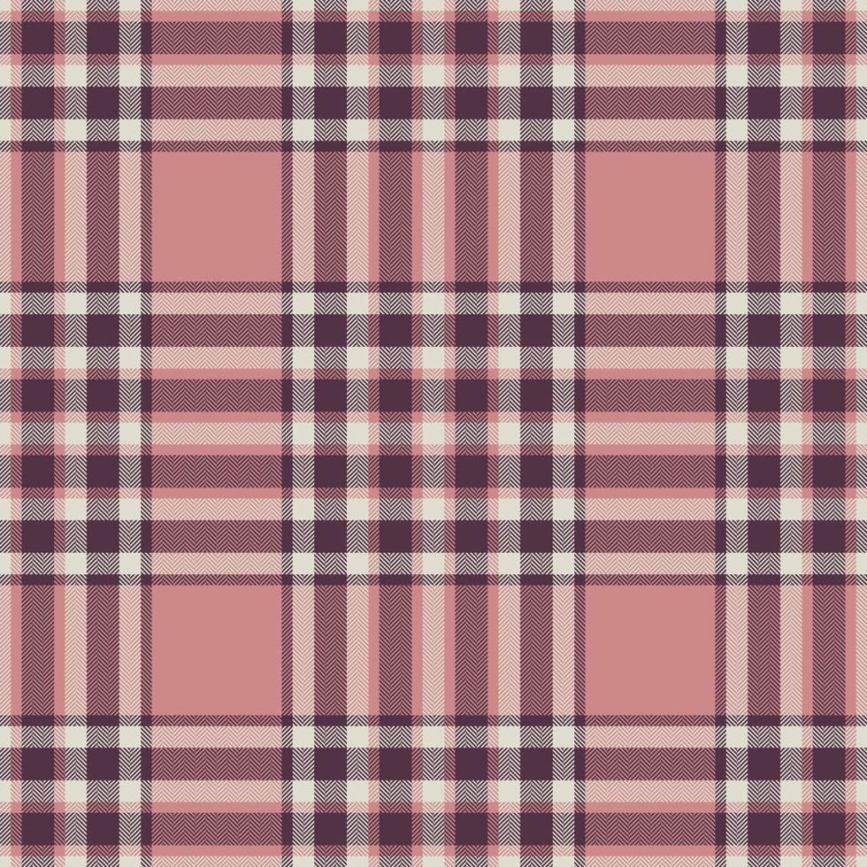 Plaid seamless pattern in pink. Check fabric texture. Vector textile print.