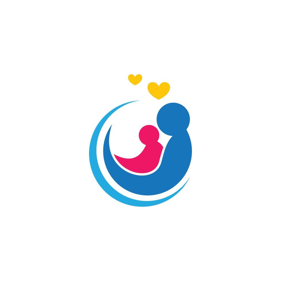 Mom and baby logo vector icon illustration