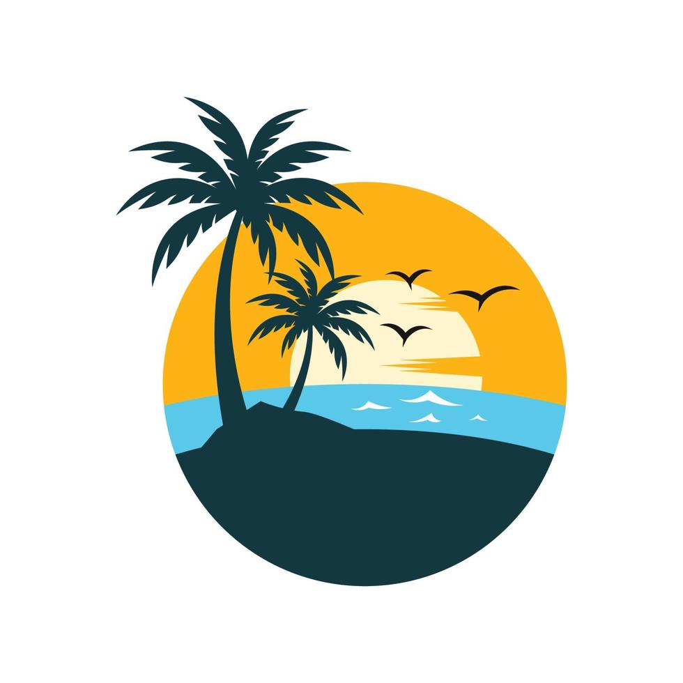 Sunset beach logo images vector