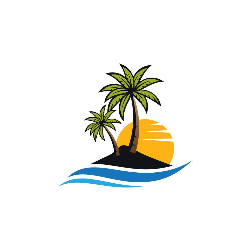 Sunset beach logo vector icon