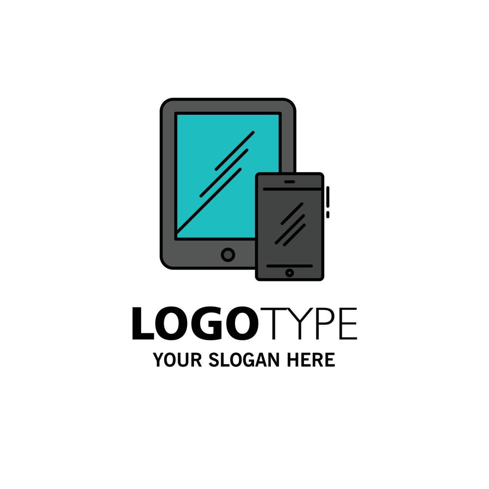 Smartphone Business Mobile Tablet Phone Business Logo Template Flat Color vector