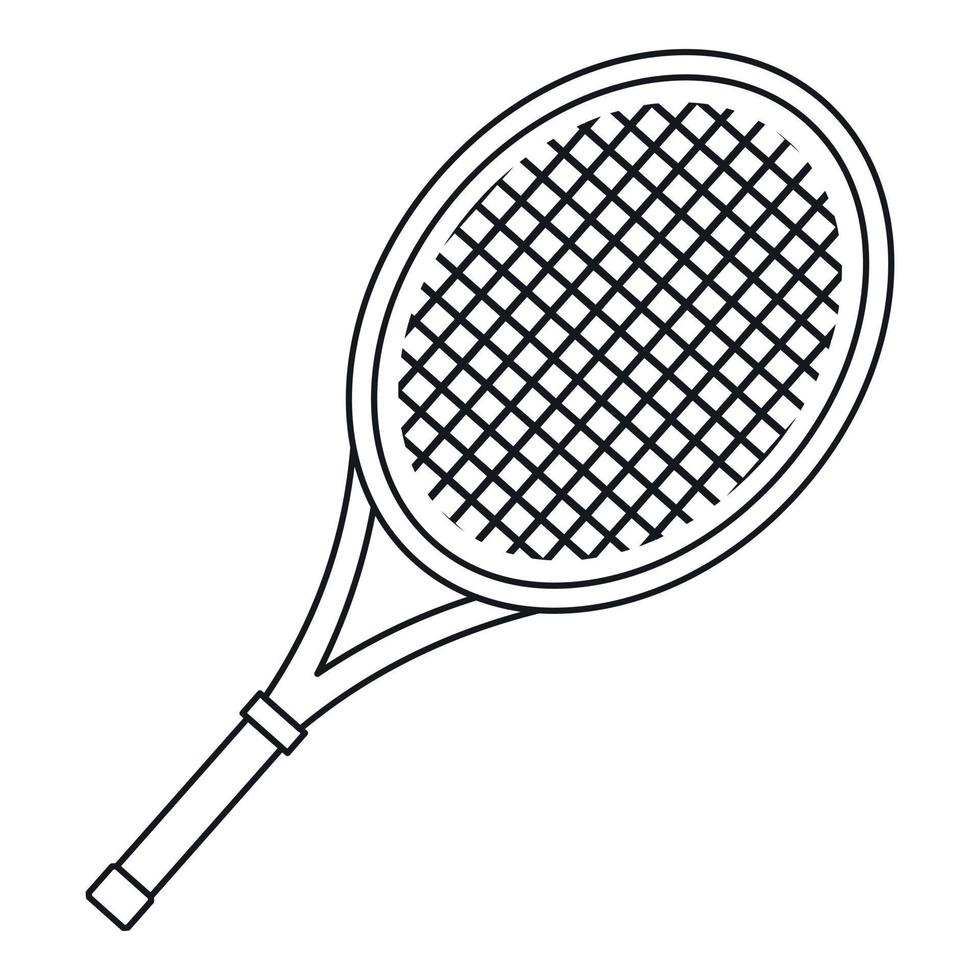 Tennis racket icon, outline style vector