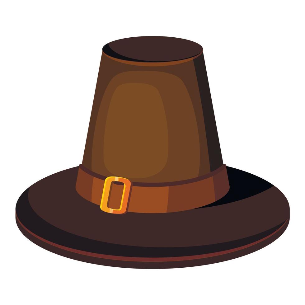 icono de sombrero marrón, estilo de dibujos animados vector