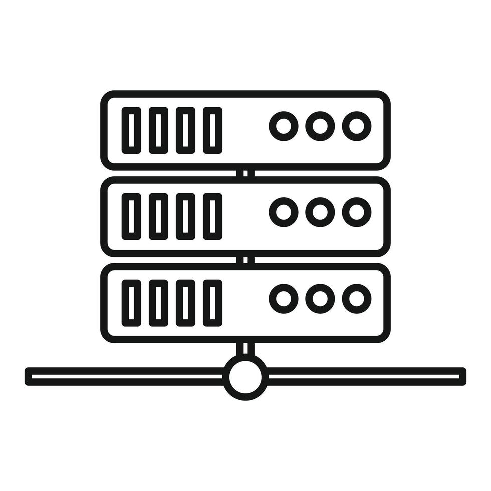 icono de documentos del servidor de red, estilo de esquema vector